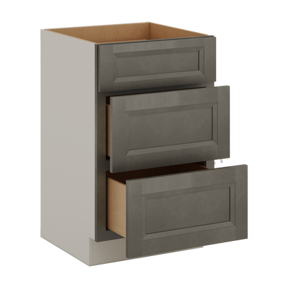 Huntington Cinder Double Shaker Vanity Drawer Base 12", 15", 18", 21" & 24"