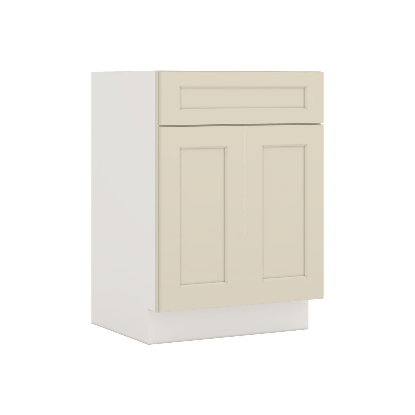 Vanity Sink Base 24", 27", 30" & 36" Manhattan Cream Shaker 1-1/4" Overlay