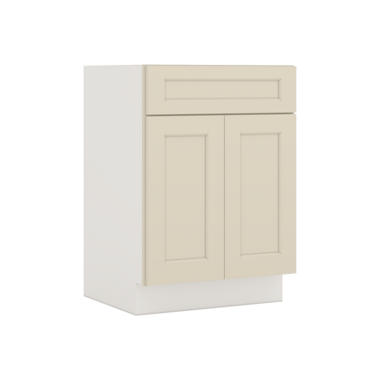 Vanity Sink Base 24", 27", 30" & 36" Manhattan Cream Shaker 1-1/4" Overlay