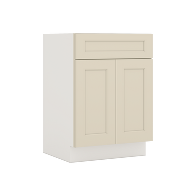 Vanity Sink Base 24", 27", 30" & 36" Manhattan Cream Shaker 1-1/4" Overlay