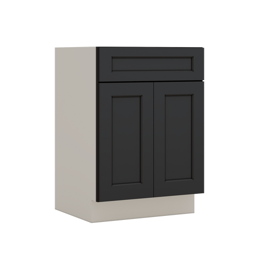 Vanity Sink Base 24", 27", 30" & 36" 15HNS Hermosa Noir Black Shaker 1-1/4" Overlay