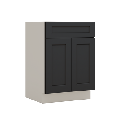 Vanity Sink Base 24", 27", 30" & 36" 15HNS Hermosa Noir Black Shaker 1-1/4" Overlay