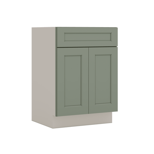 Vanity Sink Base 24", 27", 30" & 36" Green Shaker 1-1/4" Overlay