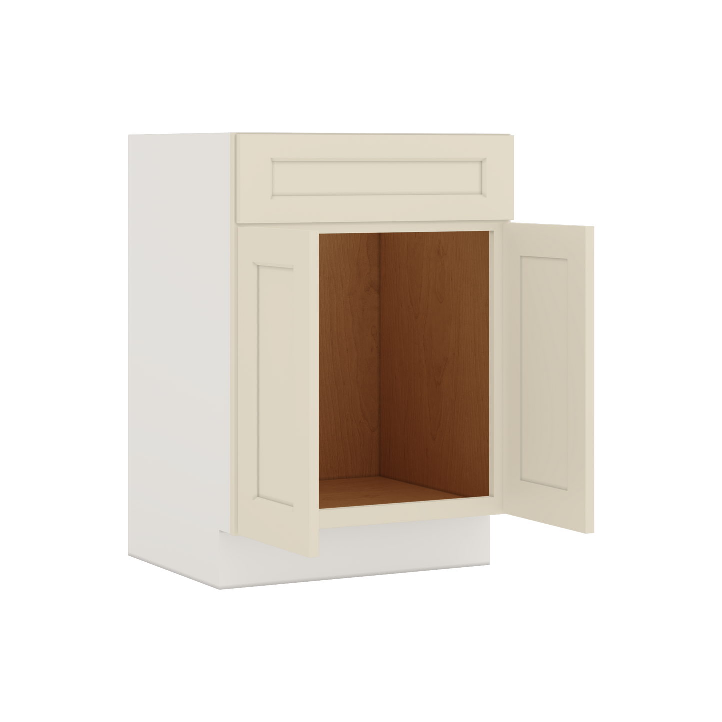 Vanity Sink Base 24", 27", 30" & 36" Manhattan Cream Shaker 1-1/4" Overlay