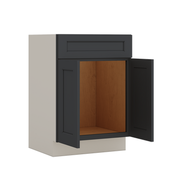 Vanity Sink Base 24", 27", 30" & 36" 15HNS Hermosa Noir Black Shaker 1-1/4" Overlay