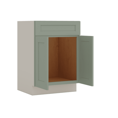 Vanity Sink Base 24", 27", 30" & 36" Green Shaker 1-1/4" Overlay