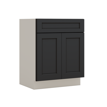 Vanity Sink Base 24", 27", 30" & 36" 15HNS Hermosa Noir Black Shaker 1-1/4" Overlay