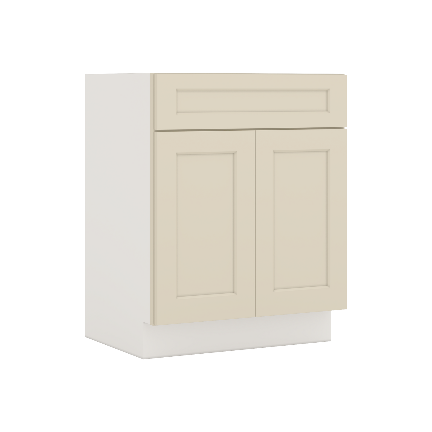 Vanity Sink Base 24", 27", 30" & 36" Manhattan Cream Shaker 1-1/4" Overlay