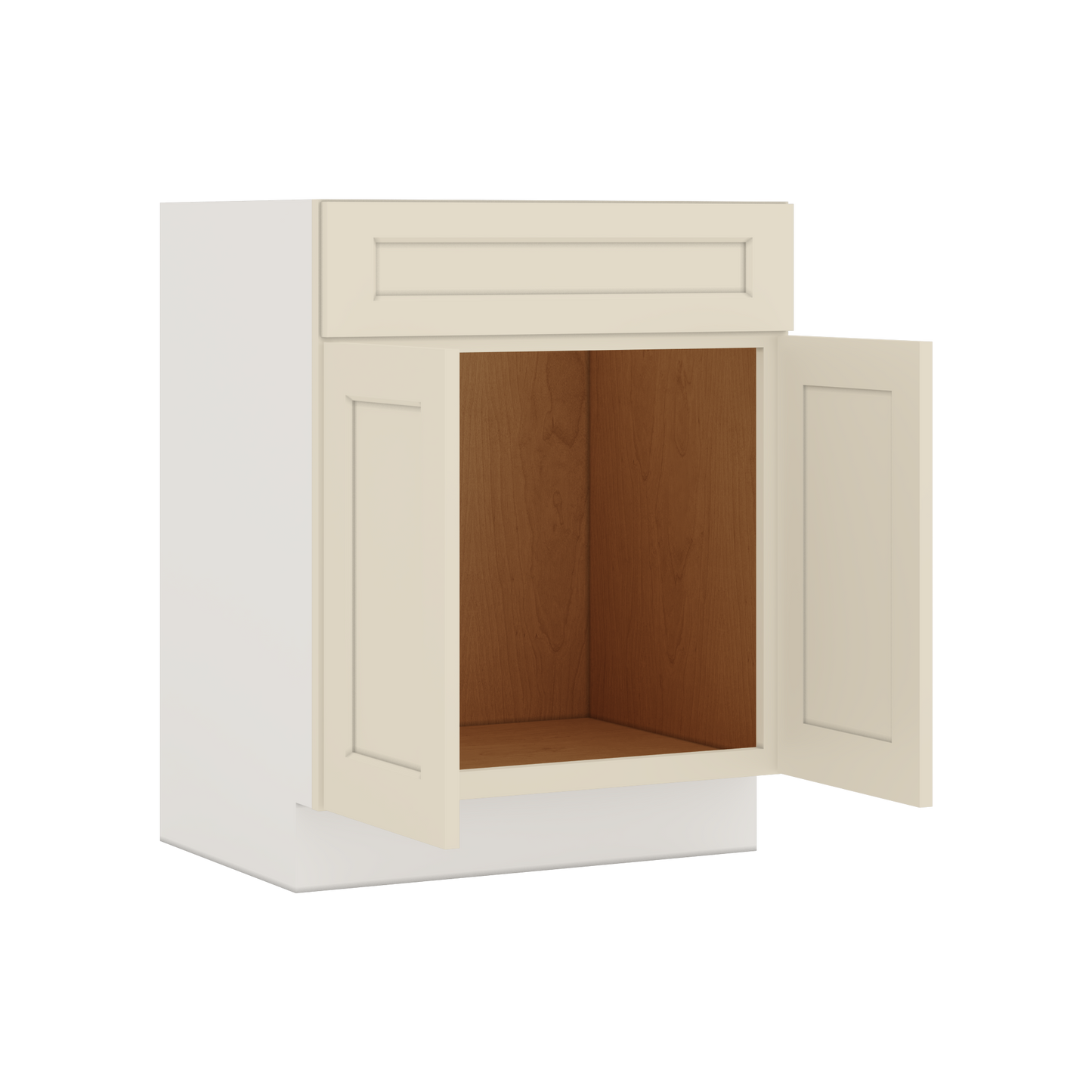 Vanity Sink Base 24", 27", 30" & 36" Manhattan Cream Shaker 1-1/4" Overlay