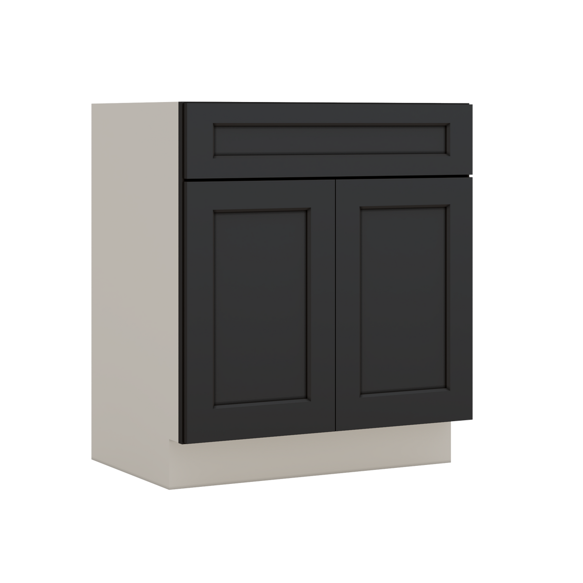 Vanity Sink Base 24", 27", 30" & 36" 15HNS Hermosa Noir Black Shaker 1-1/4" Overlay