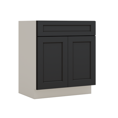 Vanity Sink Base 24", 27", 30" & 36" 15HNS Hermosa Noir Black Shaker 1-1/4" Overlay