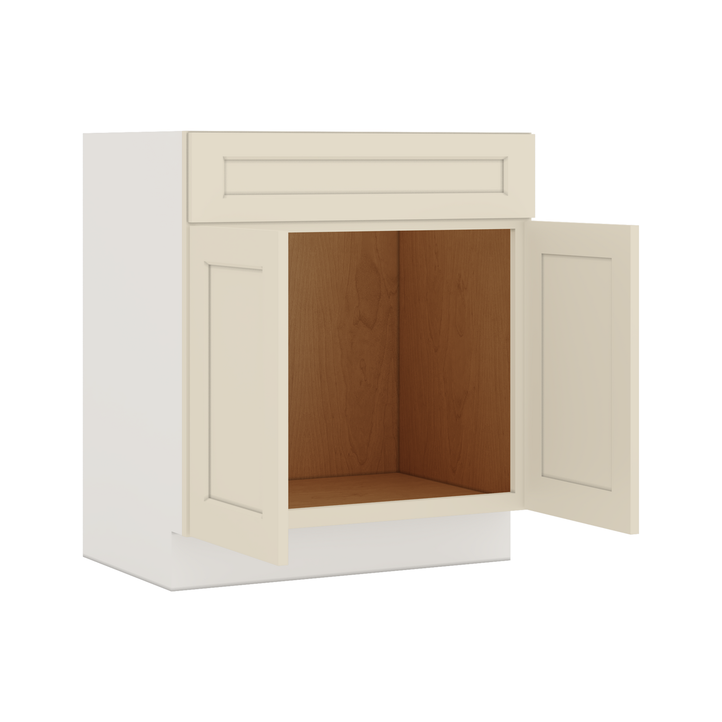 Vanity Sink Base 24", 27", 30" & 36" Manhattan Cream Shaker 1-1/4" Overlay