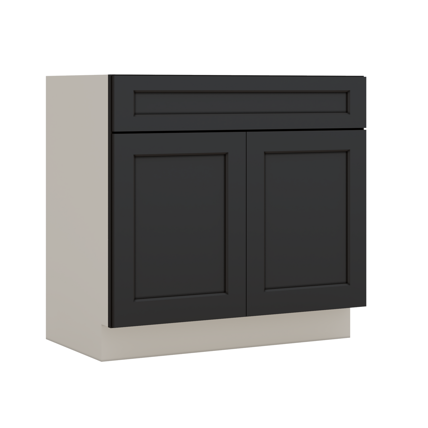 Vanity Sink Base 24", 27", 30" & 36" 15HNS Hermosa Noir Black Shaker 1-1/4" Overlay