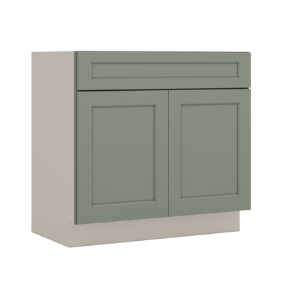 Vanity Sink Base 24", 27", 30" & 36" Green Shaker 1-1/4" Overlay