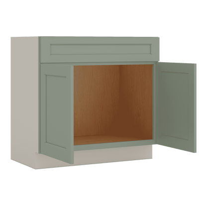 Vanity Sink Base 24", 27", 30" & 36" Green Shaker 1-1/4" Overlay