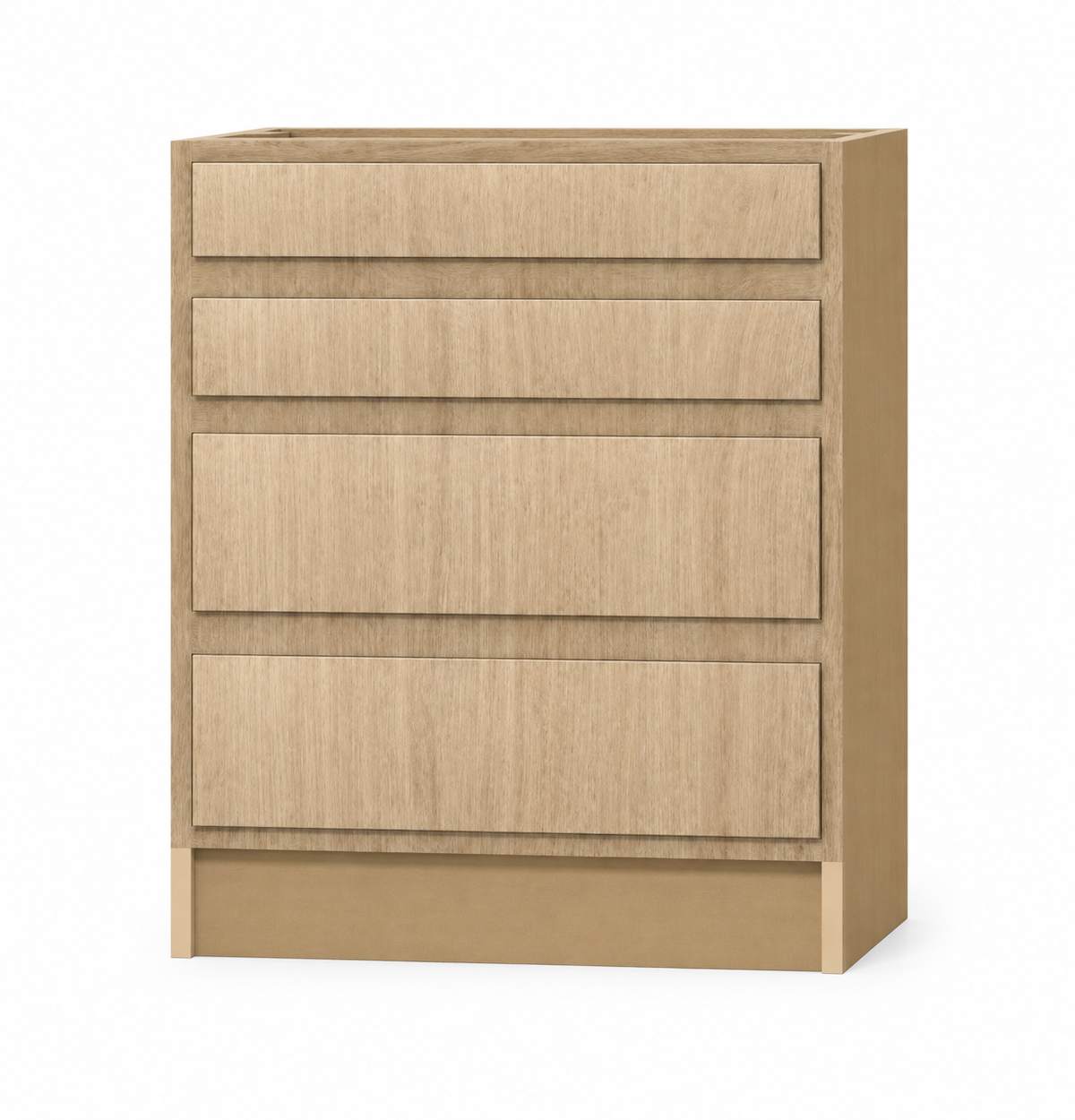 Rift Oak shaker four-drawer base cabinet in a centered product view.