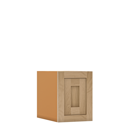 12" Tall Inset Oak Shaker Wall Cabinet - Single Door 9" to 21" Wide - Special Order