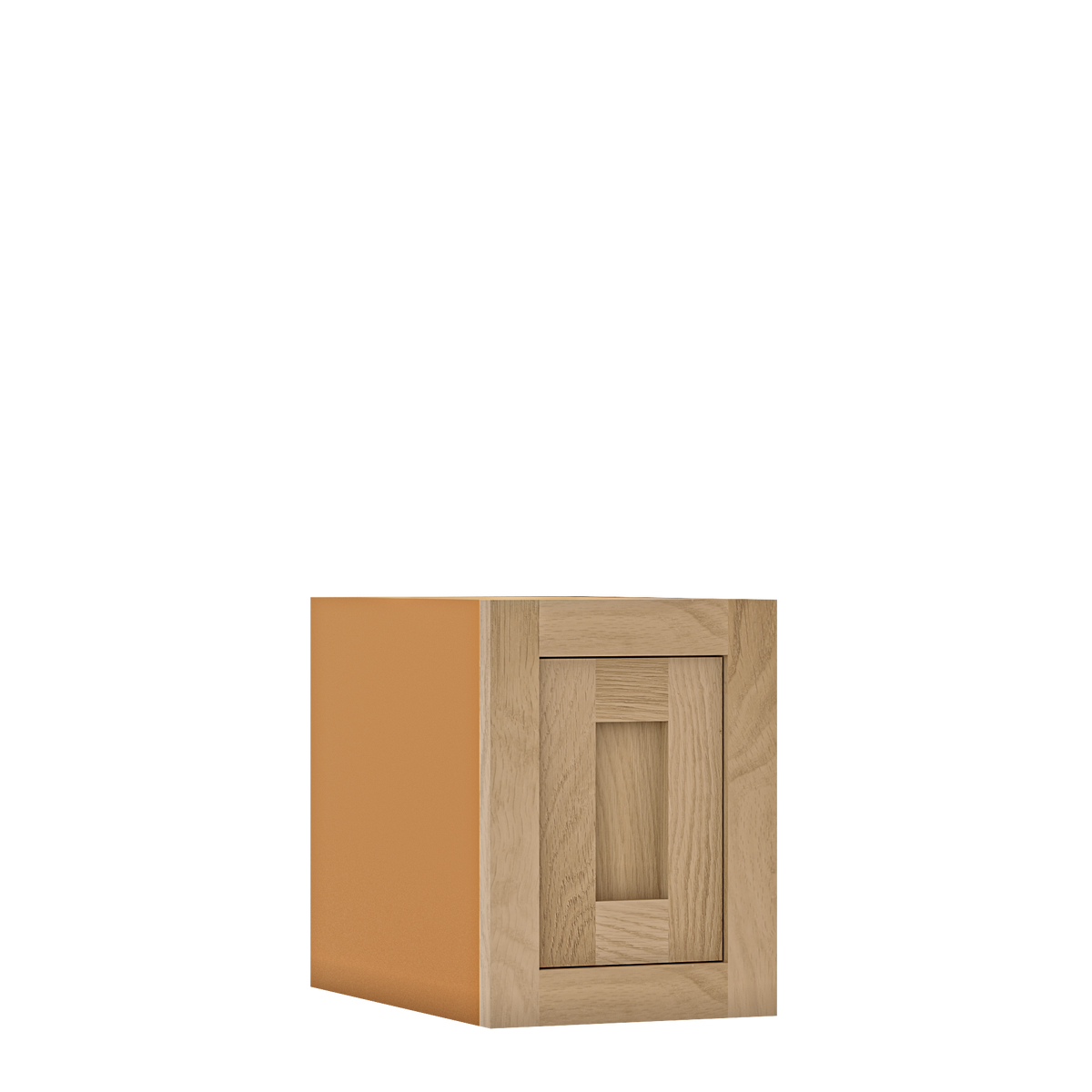 12" Tall Single Door 9" to 21" Wide - Inset Oak Shaker Wall Cabinet - Special Order