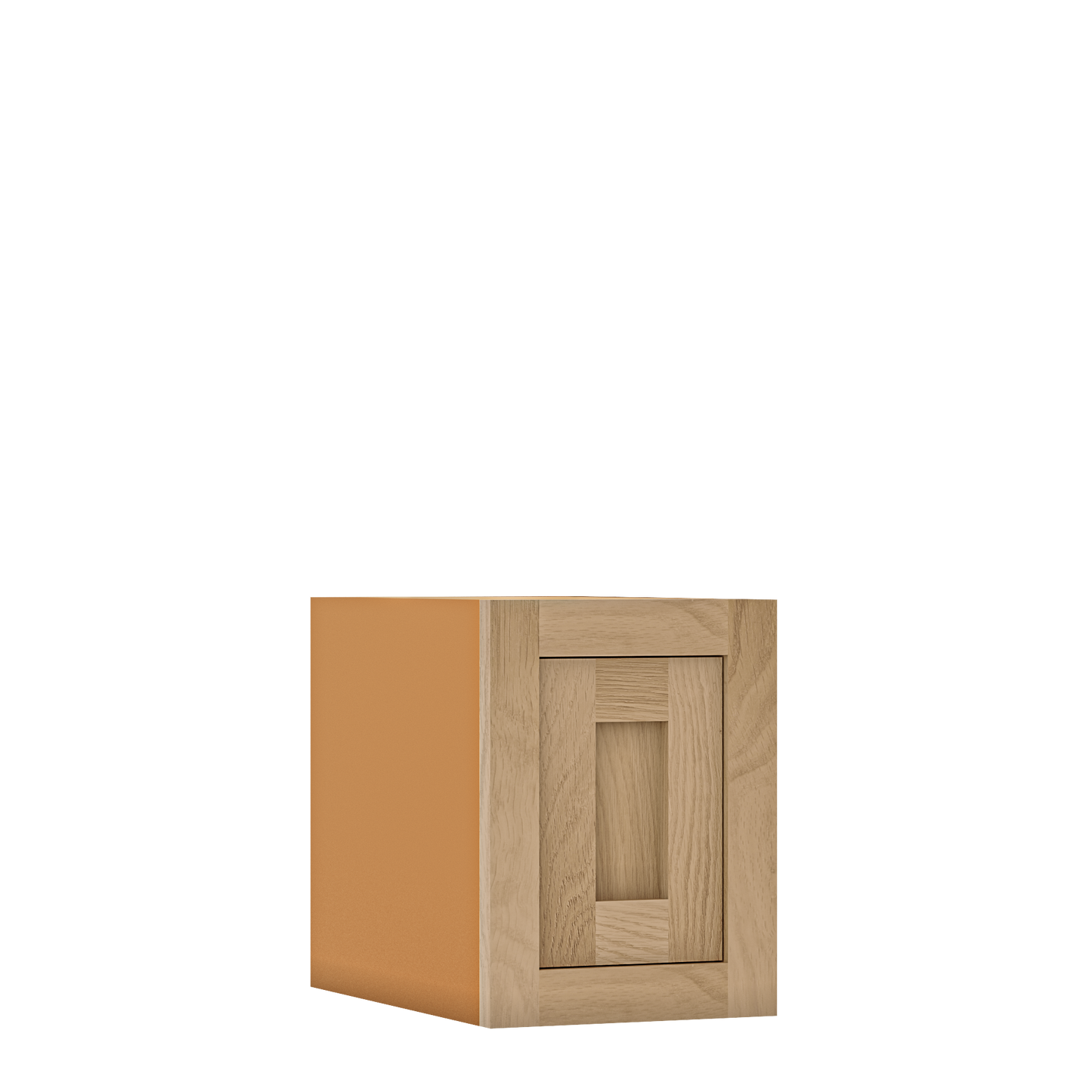 12" Tall Inset Oak Shaker Wall Cabinet - Single Door 9" to 21" Wide - Special Order