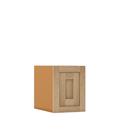 12" Tall Inset Oak Shaker Wall Cabinet - Single Door 9" to 21" Wide - Special Order
