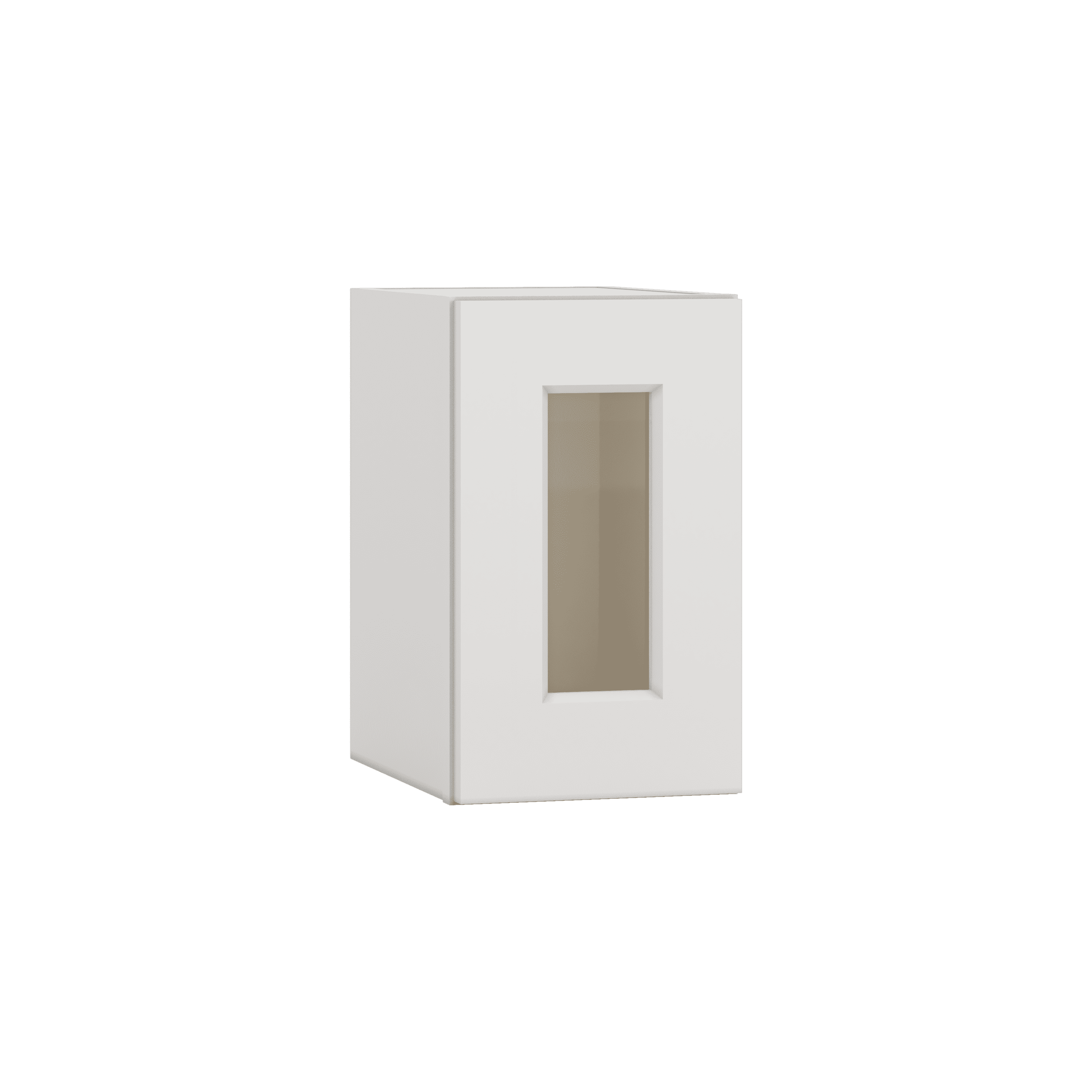 15" Tall 2WS White Shaker Stackable Glass Ready Wall Cabinet - Single Door 9", 12", 15", 18" & 21" Wide