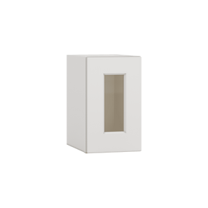 15" Tall 2WS White Shaker Stackable Glass Wall Cabinet - Single Door 9", 12", 15", 18" & 21" Wide