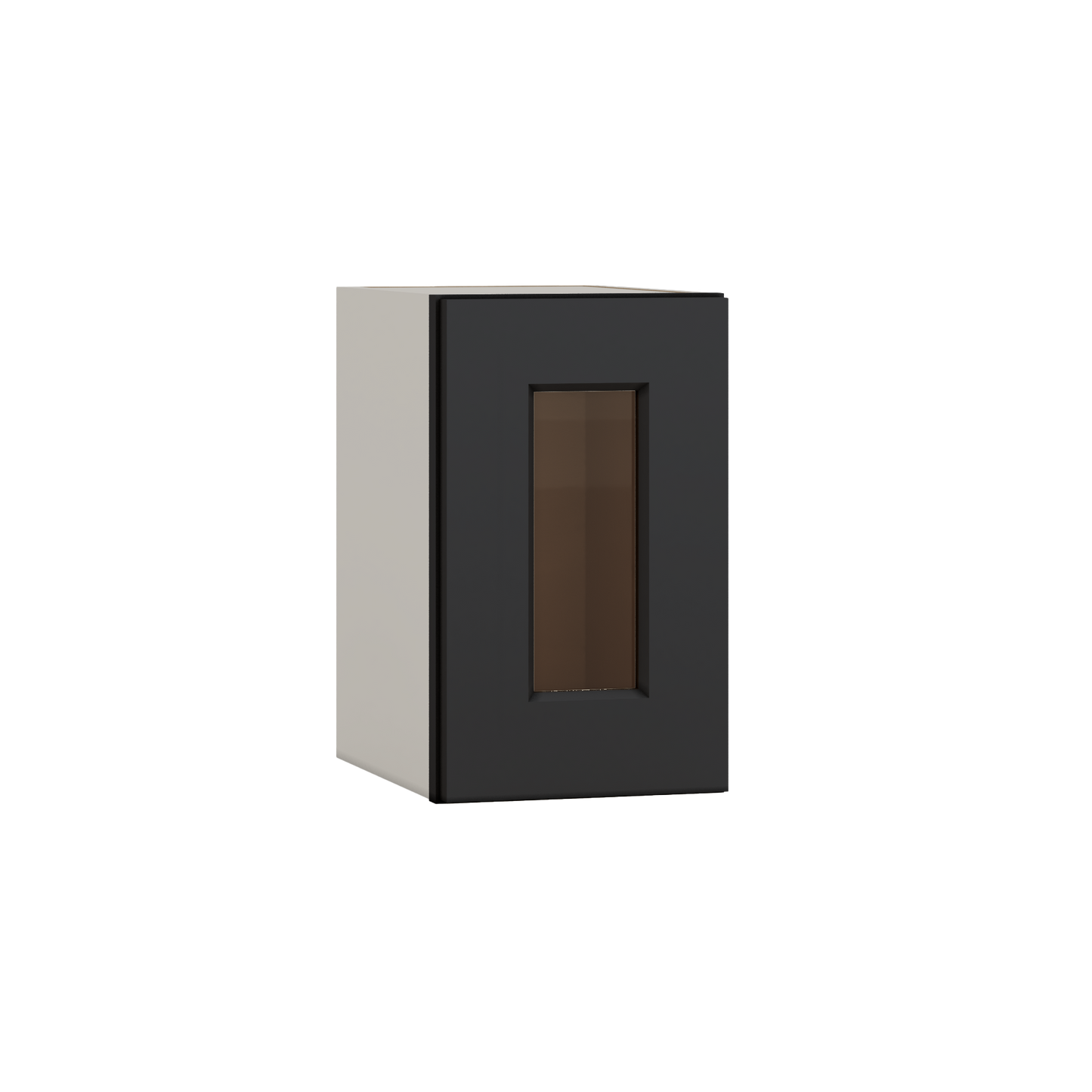 15" Tall 15HNS Hermosa Noir Black Shaker Stackable Glass Ready Wall Cabinet - Single Door 9", 12", 15", 18" & 21" Wide