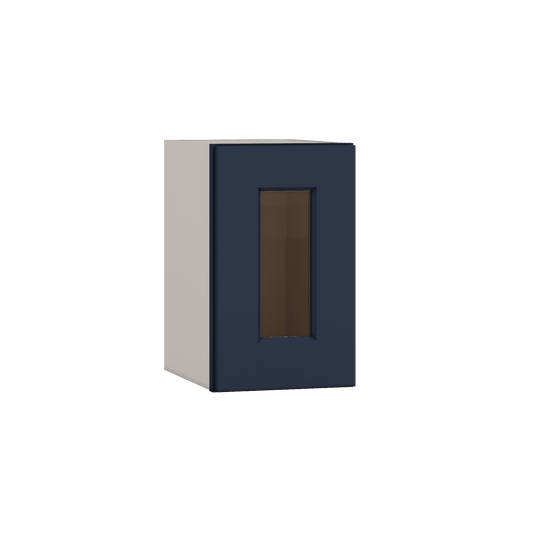 15" Tall NB29-Naval Blue Shaker Stackable Glass Ready Wall Cabinet - Single Door 9", 12", 15", 18" & 21" Wide