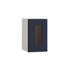 15" Tall 29NB Naval Blue Shaker Stackable Glass Wall Cabinet - Single Door 9", 12", 15", 18" & 21" Wide
