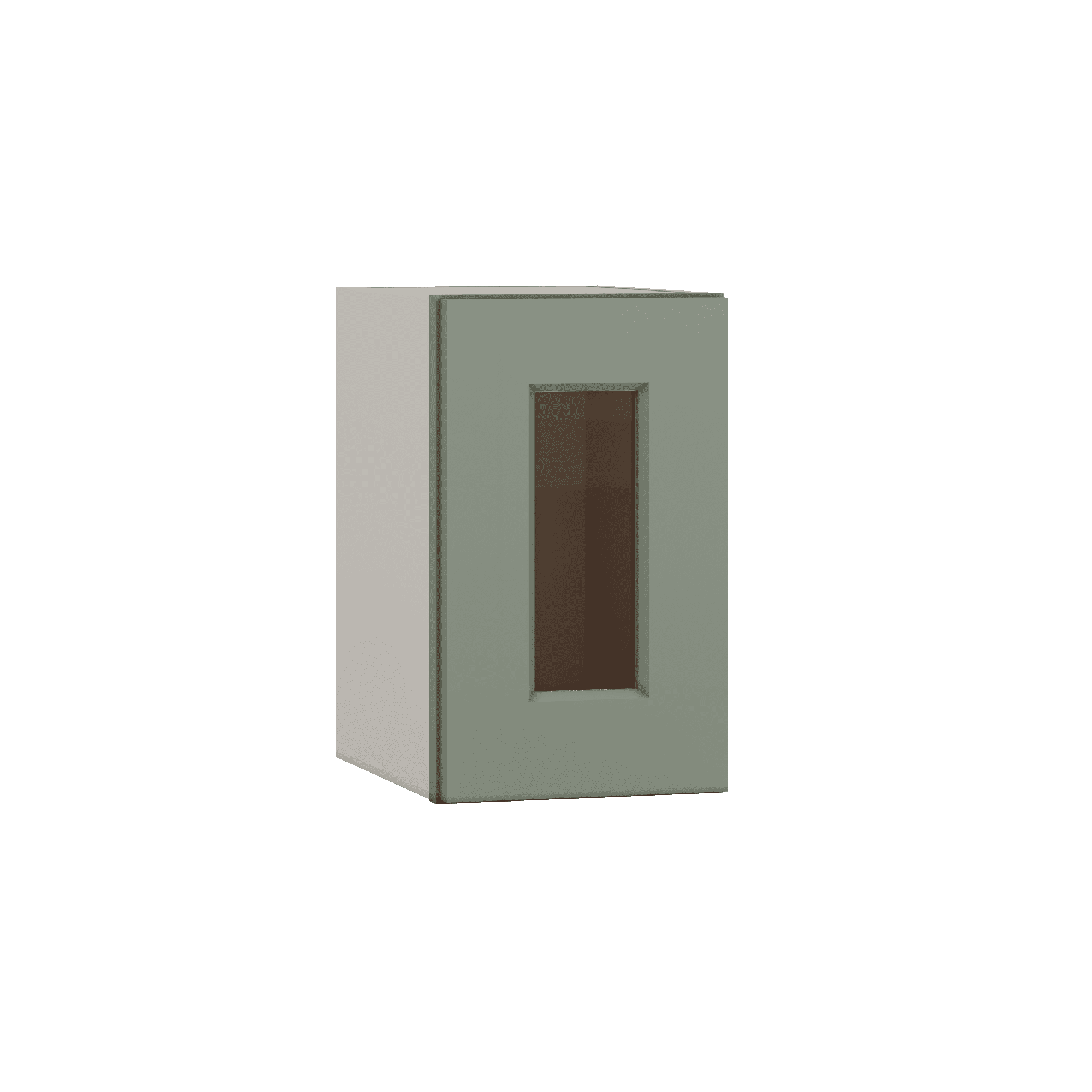 15" Tall Green Shaker Stackable Glass Ready Wall Cabinet - Single Door 9", 12", 15", 18" & 21" Wide