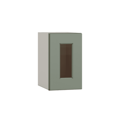 Stackable Wall Cabinet - Single Door 9", 12", 15", 18" & 21" Wide Green Shaker