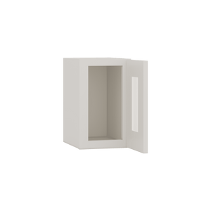 15" Tall 2WS White Shaker Stackable Glass Wall Cabinet - Single Door 9", 12", 15", 18" & 21" Wide