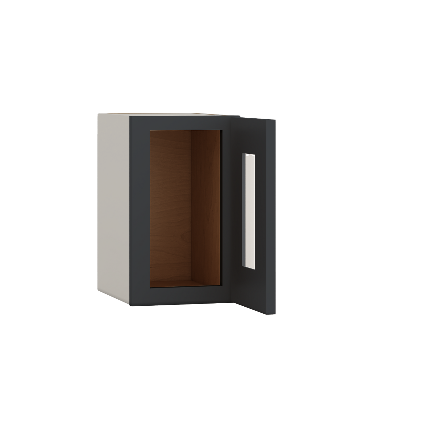 15" Tall 15HNS Hermosa Noir Black Shaker Stackable Glass Ready Wall Cabinet - Single Door 9", 12", 15", 18" & 21" Wide