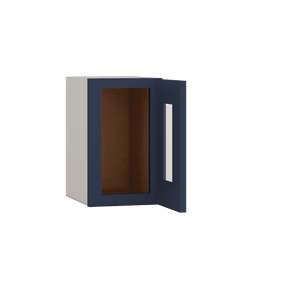 15" Tall 29NB Naval Blue Shaker Stackable Glass Wall Cabinet - Single Door 9", 12", 15", 18" & 21" Wide