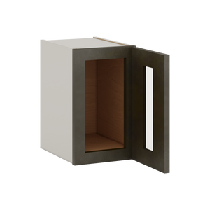 15" Tall Huntington Cinder Double Shaker Stackable Glass Wall Cabinet - Single Door 9", 12", 15", 18" & 21" Wide