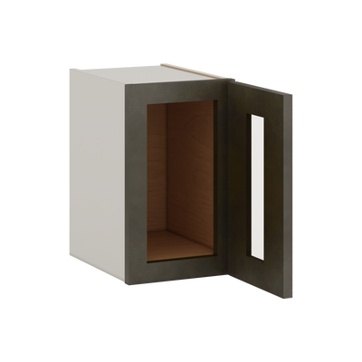 15" Tall Huntington Cinder Double Shaker Stackable Glass Wall Cabinet - Single Door 9", 12", 15", 18" & 21" Wide