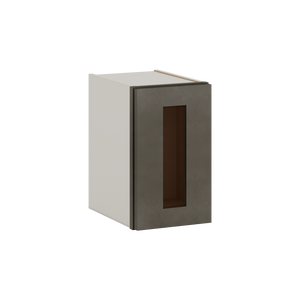 15" Tall Huntington Cinder Double Shaker Stackable Glass Wall Cabinet - Single Door 9", 12", 15", 18" & 21" Wide