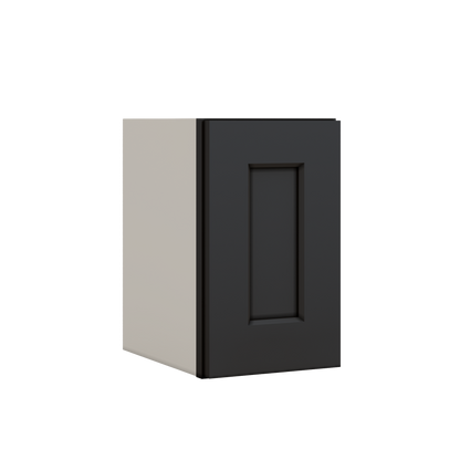 15" Tall 15HNS Hermosa Noir Black Shaker Stackable Wall Cabinet - Single Door 9", 12", 15", 18" & 21" Wide
