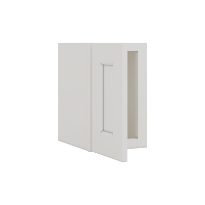 15" Tall 2WS White Shaker Stackable Wall Cabinet - Single Door 9", 12", 15", 18" & 21" Wide