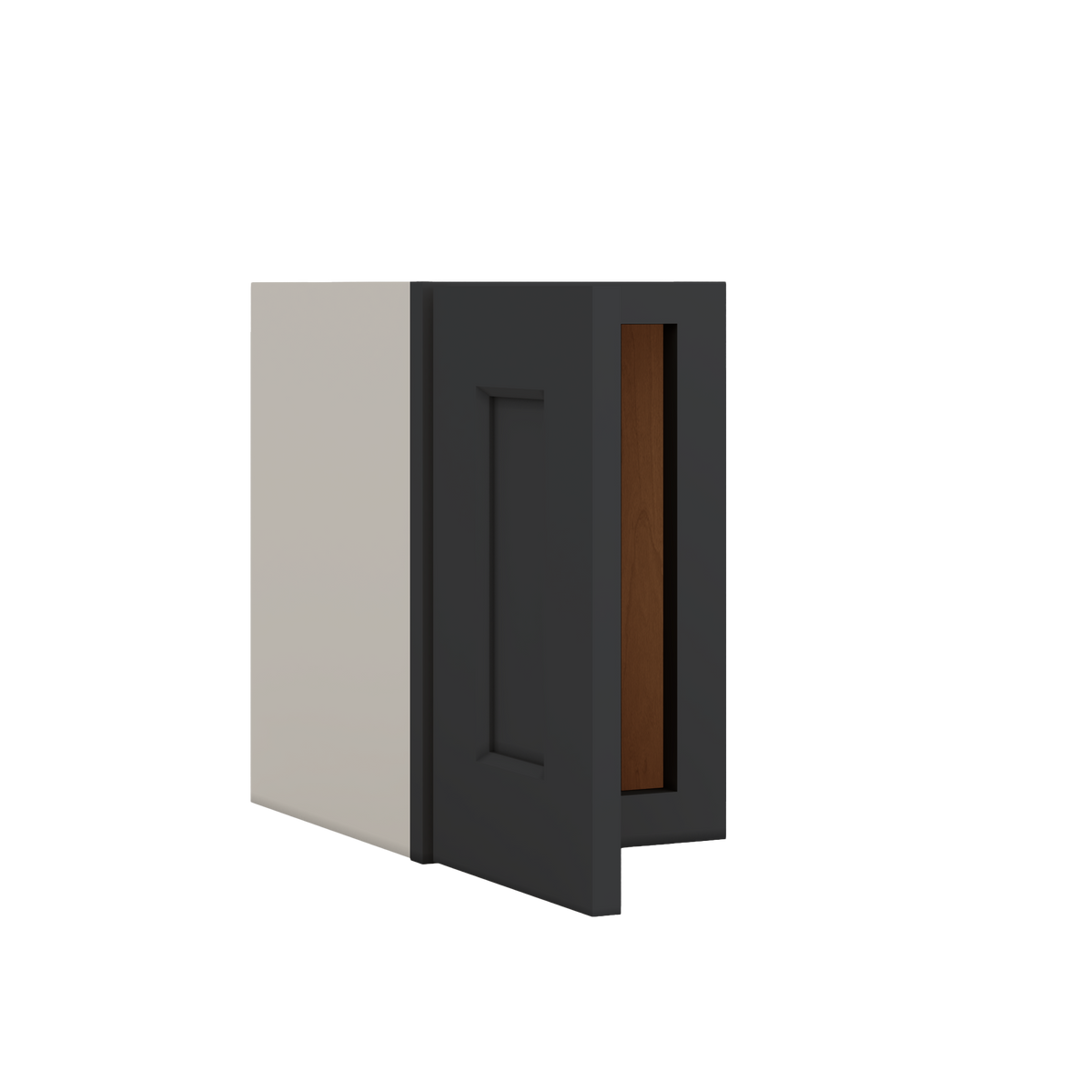 15" Tall 15HNS Hermosa Noir Black Shaker Stackable Wall Cabinet - Single Door 9", 12", 15", 18" & 21" Wide