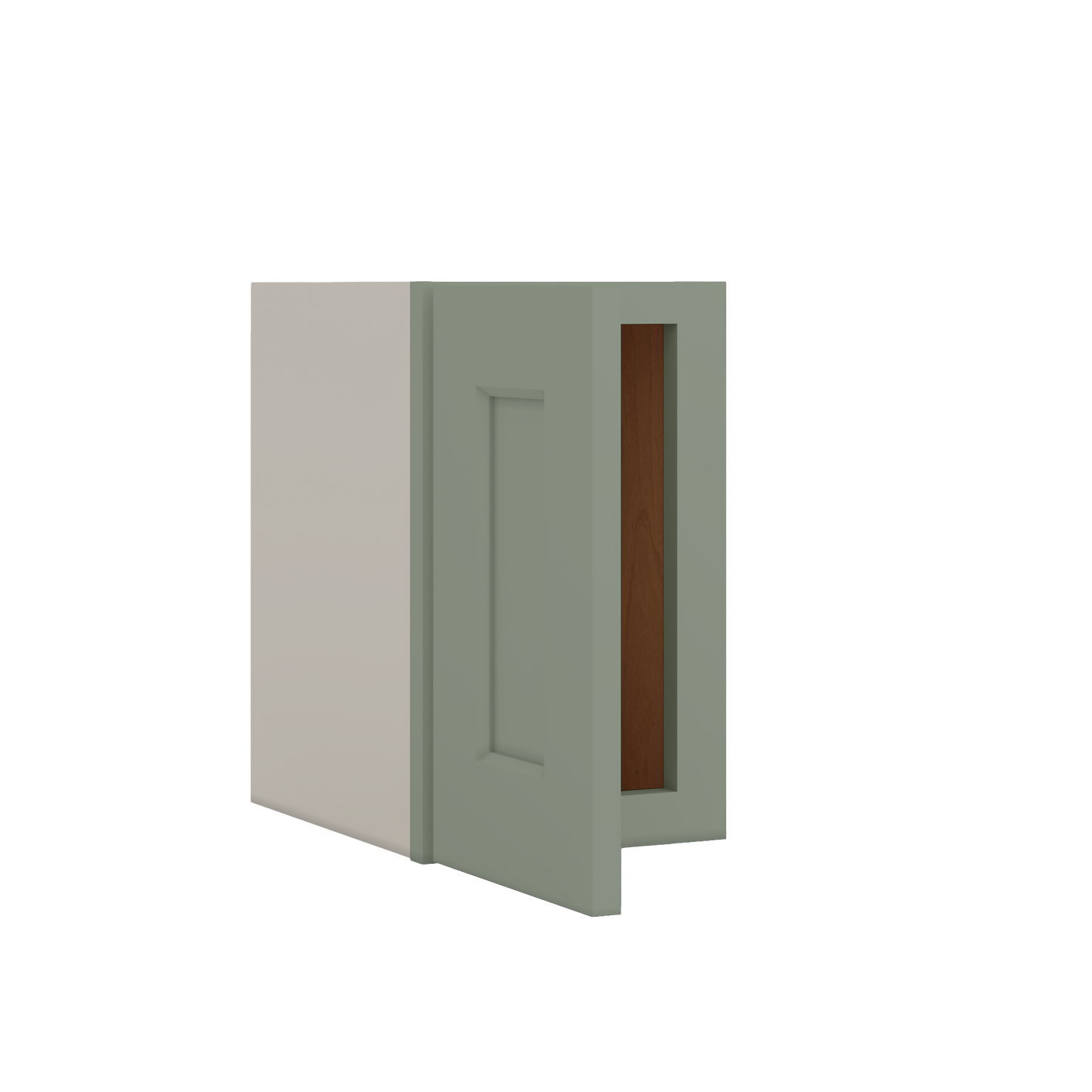 Stackable Wall Cabinet - Single Door 9", 12", 15", 18" & 21" Wide Green Shaker