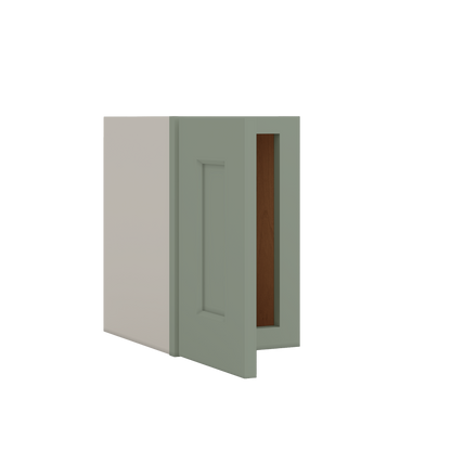 Stackable Wall Cabinet - Single Door 9", 12", 15", 18" & 21" Wide Green Shaker