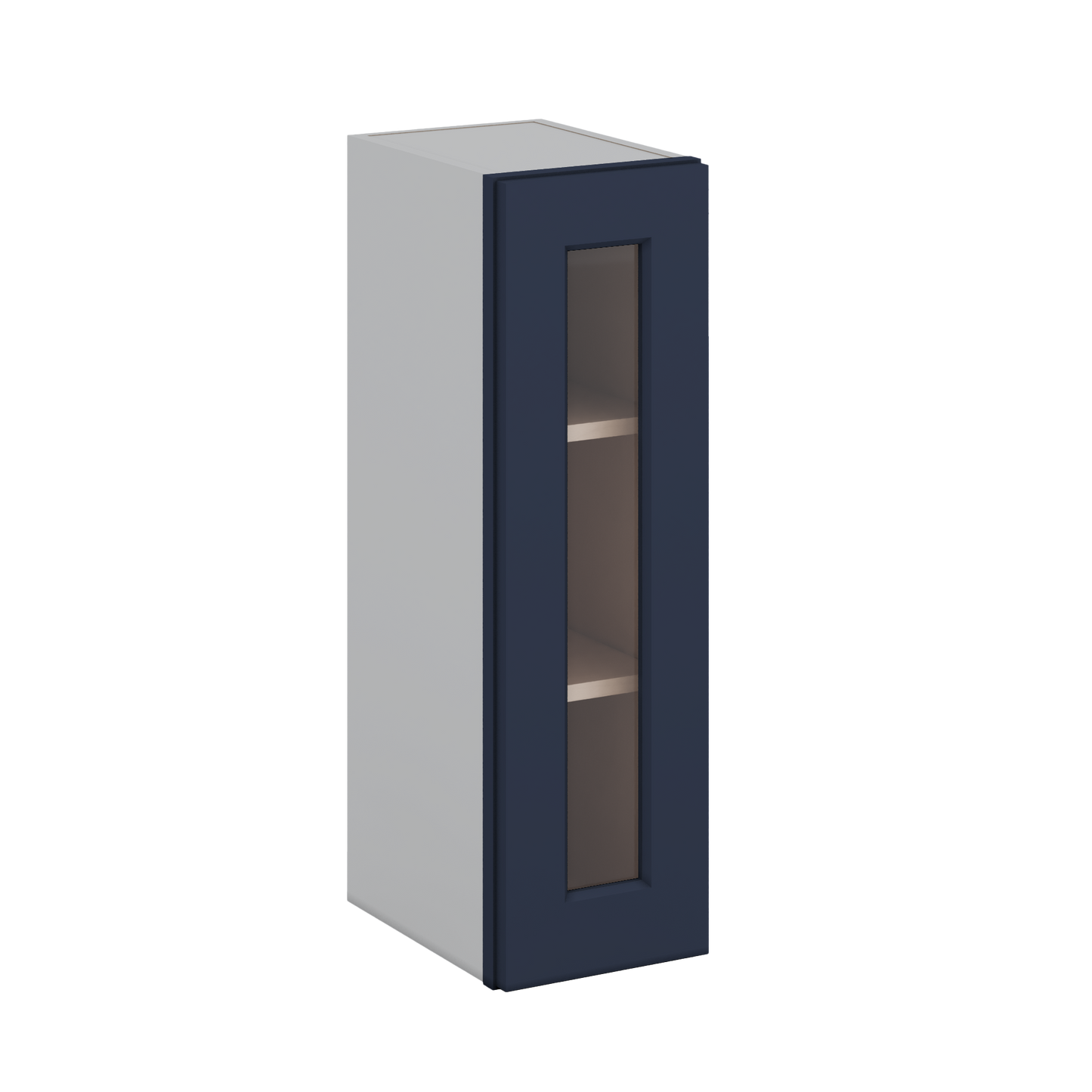 30" Tall NB29-Naval Blue Shaker 1-1/4" Overlay Glass Ready Wall Cabinet - Single Door 9", 12", 15", 18", 21" WIde
