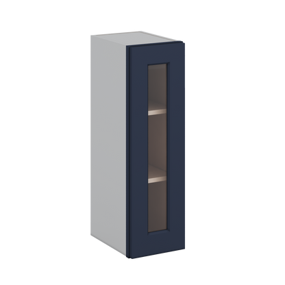 30" Tall NB29-Naval Blue Shaker 1-1/4" Overlay Glass Ready Wall Cabinet - Single Door 9", 12", 15", 18", 21" WIde