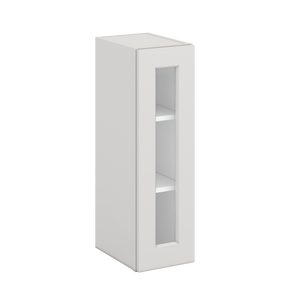 30" Tall 2WS White Shaker 1-1/4" Overlay  Glass Ready Wall Cabinet - Single Door 9", 12", 15", 18", 21" WIde