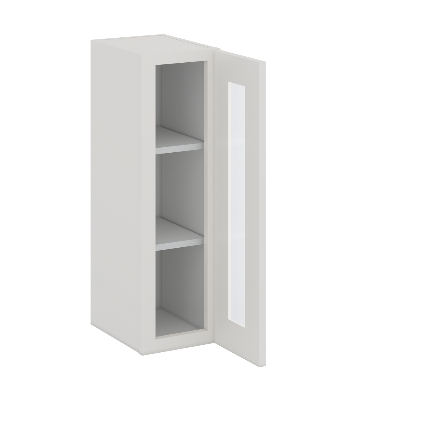 30" Tall 2WS White Shaker 1-1/4" Overlay  Glass Ready Wall Cabinet - Single Door 9", 12", 15", 18", 21" WIde