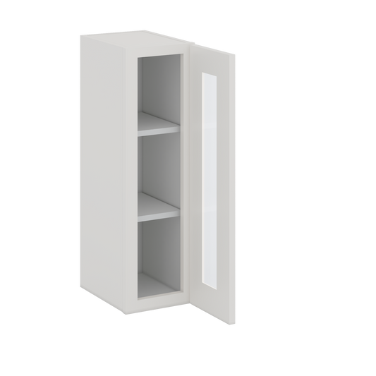30" Tall White Shaker 1-1/4" Overlay Glass Ready Wall Cabinet - Single Door 9", 12", 15", 18", 21" WIde