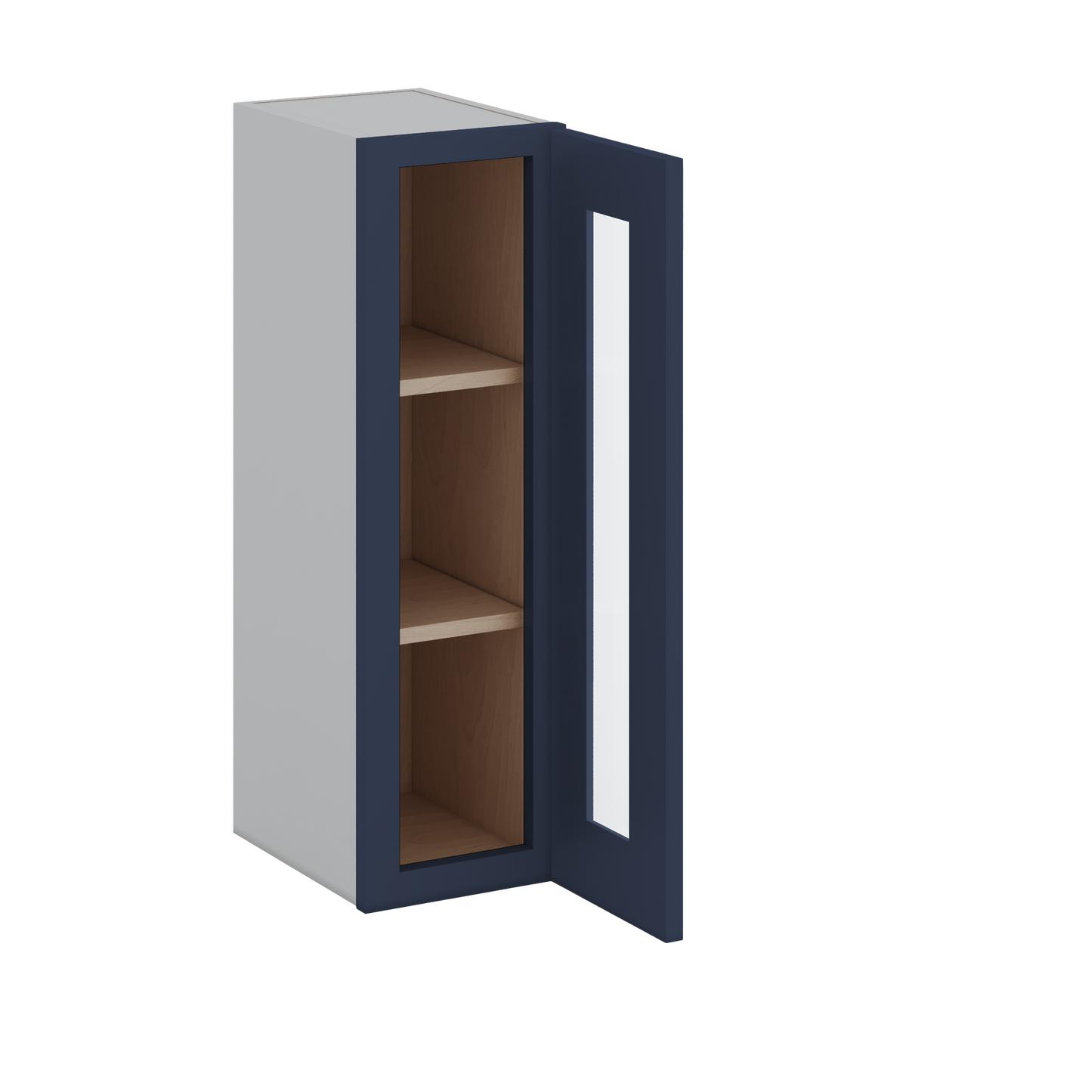 30" Tall NB29-Naval Blue Shaker 1-1/4" Overlay Glass Ready Wall Cabinet - Single Door 9", 12", 15", 18", 21" WIde