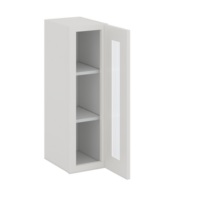 30" Tall 2WS White Shaker 1-1/4" Overlay  Glass Ready Wall Cabinet - Single Door 9", 12", 15", 18", 21" WIde