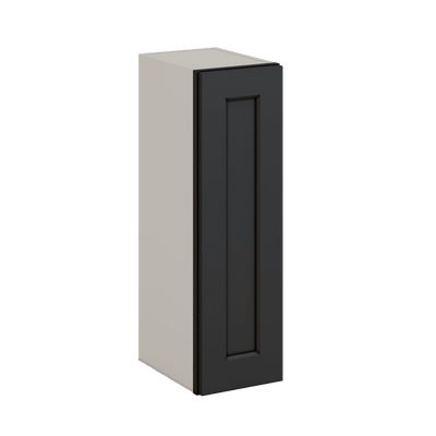 30" Tall 15HNS Hermosa Noir Black Shaker 1-1/4" Overlay Wall Cabinet - Single Door 9", 12", 15", 18", 21" WIde